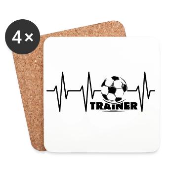 Coach Pulse Heartbeat Symbol Soccer Ball Team - Coasters (set of 4) - white - Front