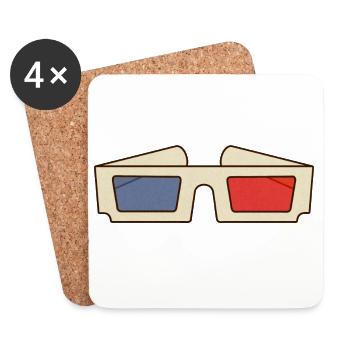 Retro Movie 3d Glasses - Coasters (set of 4) - white - Front