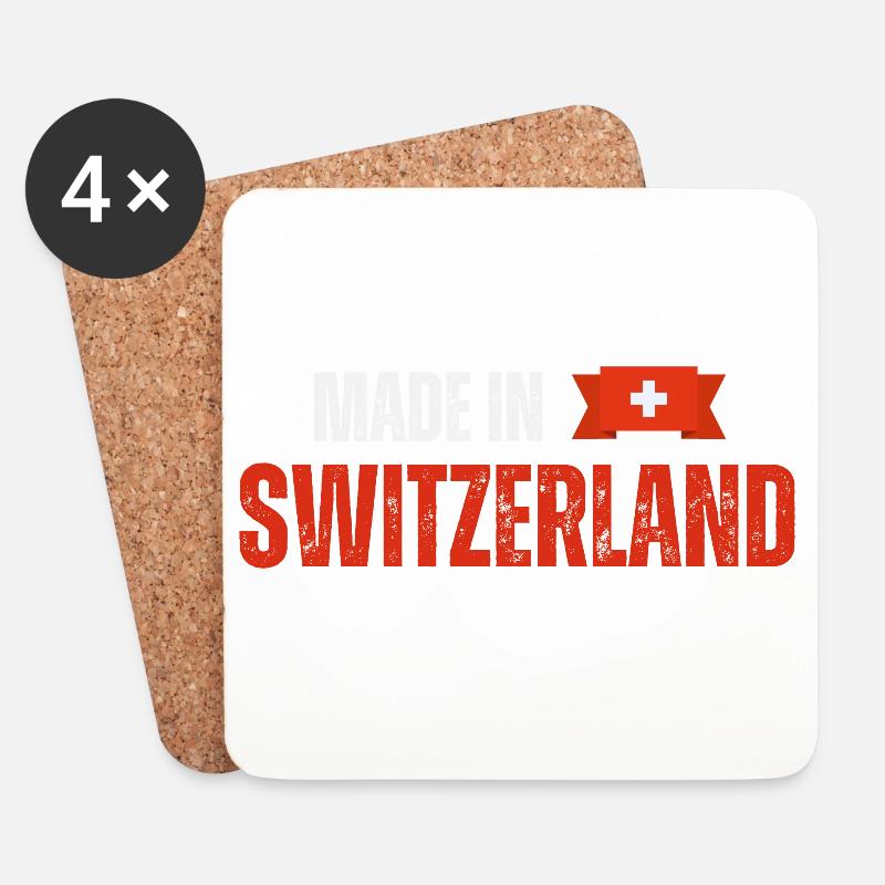 Made in Switzerland, Schweizer Stolz - Untersetzer (4er-Set) - Weiß