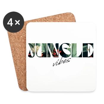 Jungle Vibes Tropischer Schriftzug - Untersetzer (4er-Set) - Weiß - Vorne