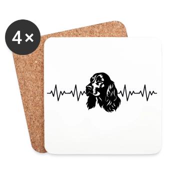 Battement de cœur ECG du Cocker Spaniel - Dessous de verre (lot de 4) - blanc - Devant