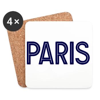 Paris Midnight Blue Geometrische Typografie - Untersetzer (4er-Set) - Weiß - Vorne