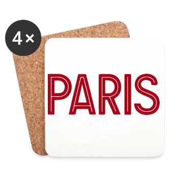 Paris Rouge Typographie Géométrique - Dessous de verre (lot de 4) - blanc - Devant