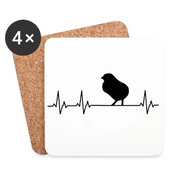Chickens Fans - - Rooster - Chicks - Coasters (set of 4) - white - Front