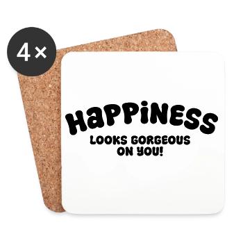 Happiness - Untersetzer (4er-Set) - Weiß - Vorne