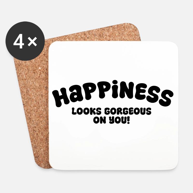 Happiness - Untersetzer (4er-Set) - Weiß