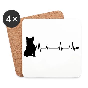 Chien - Dessous de verre (lot de 4) - blanc - Devant