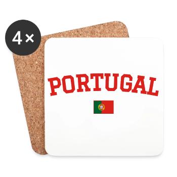 Drapeau du Portugal : Rouge - Dessous de verre (lot de 4) - blanc - Devant