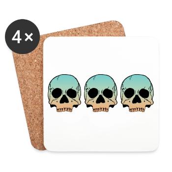3 Skulls - Untersetzer (4er-Set) - Weiß - Vorne