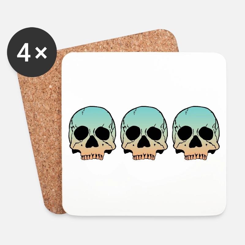 3 Skulls - Untersetzer (4er-Set) - Weiß