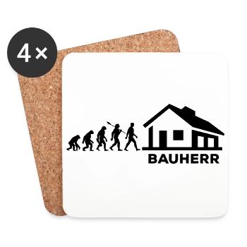 Evolution - Bauherr - Haus - bauen - EFH - Untersetzer (4er-Set) - Weiß - Vorne