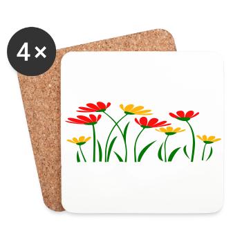 Prairie fleurie - Dessous de verre (lot de 4) - blanc - Devant