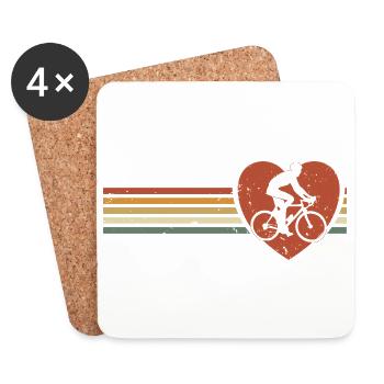 Bicycle motif in vintage with cyclists in my heart - Coasters (set of 4) - white - Front
