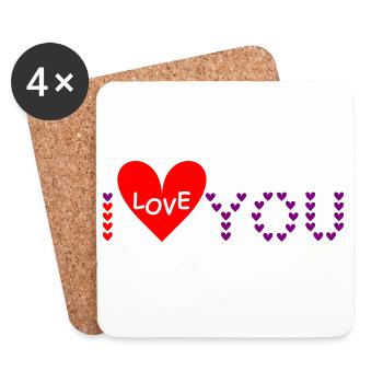 Je t’aime - Dessous de verre (lot de 4) - blanc - Devant