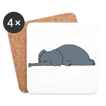 Fauler Elefant Schlaft Lustiger Sarkasmus Tierdesign - Untersetzer (4er-Set) - Weiß - Vorne