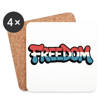 Freedom Typography Statement Design - Coasters (set of 4) - white - Front