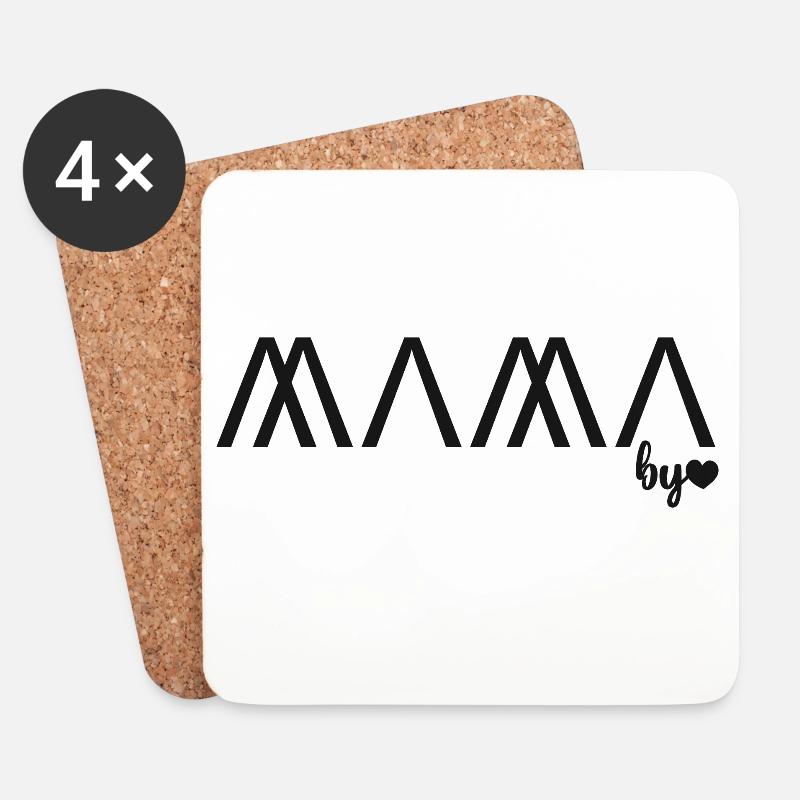 Mama by Heart – Muttertag Mutter Monogramm - Untersetzer (4er-Set) - Weiß