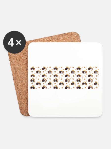 Katzenherzen Muster - Untersetzer (4er-Set) - Weiß