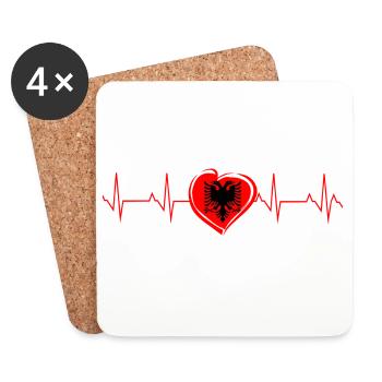 Albanie Heart EKG Beat Heart Rate Gift - Dessous de verre (lot de 4) - blanc - Devant