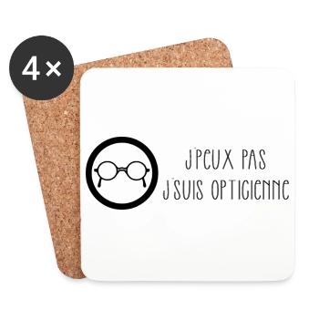 J'peux pas j'suis opticienne "Version noire" - Dessous de verre (lot de 4) - blanc - Devant