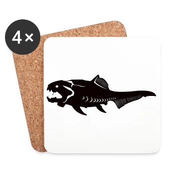 Dunkleosteus Panzerfisch, Das Ungeheuer der Urzeit - Untersetzer (4er-Set) - Weiß - Vorne