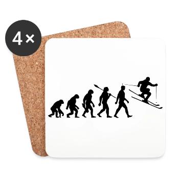 Evolution - Skifahren - Ski - Wintersport - Untersetzer (4er-Set) - Weiß - Vorne
