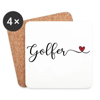 Golfer - Untersetzer (4er-Set) - Weiß - Vorne