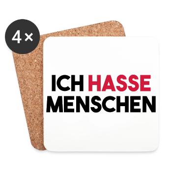 ICH HASSE MENSCHEN - Untersetzer (4er-Set) - Weiß - Vorne