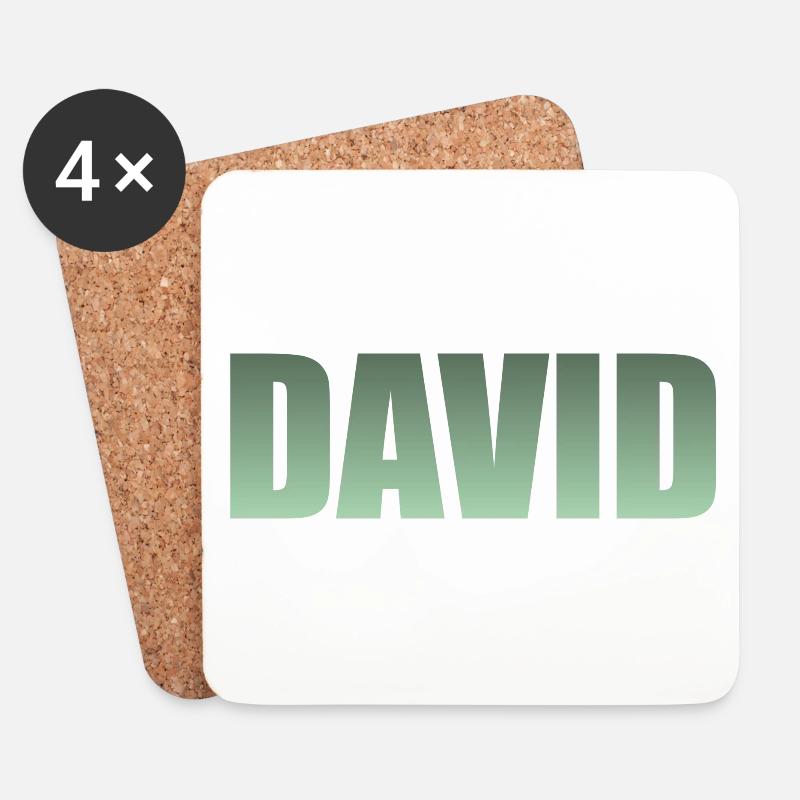 Vorname: David grün - Untersetzer (4er-Set) - Weiß