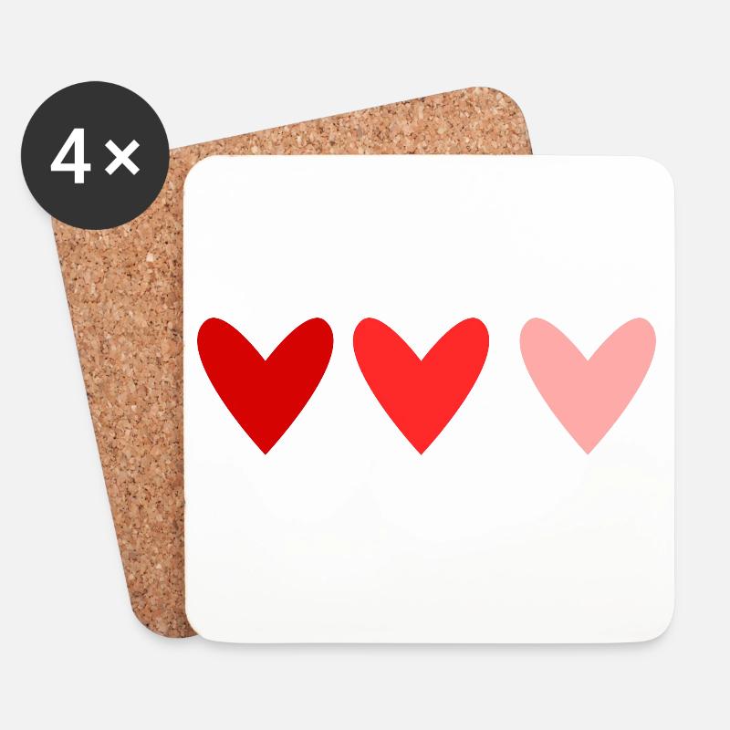 HERZ. HERZ. HERZ. VATERTAG. VALENTINSTAG - Untersetzer (4er-Set) - Weiß