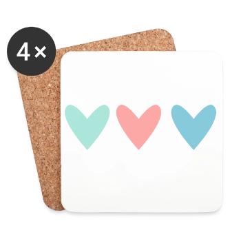 CŒUR. CŒURS. COEUR. SAINT VALENTIN. LOVE. AMOUR - Dessous de verre (lot de 4) - blanc - Devant