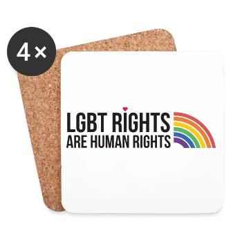 LGBTQ Pride Month - LGBT Rights Are Human Rights - Coasters (set of 4) - white - Front