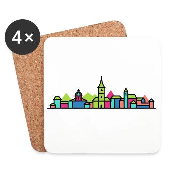 Biel Bienne City Skyline Moderne Linienkunst - Untersetzer (4er-Set) - Weiß - Vorne