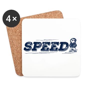 Speed Faultier Shirt, Retro, vintage Style - Untersetzer (4er-Set) - Weiß - Vorne