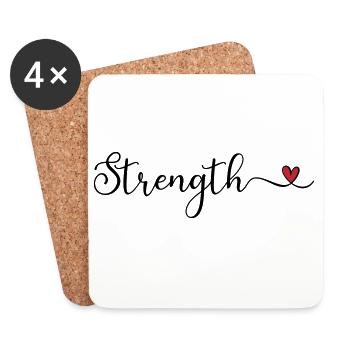 Strength Heart Typography - Coasters (set of 4) - white - Front