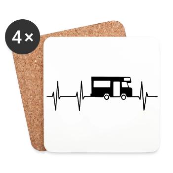 Motorhome Heartbeat Camper Fréquence cardiaque - Dessous de verre (lot de 4) - blanc - Devant