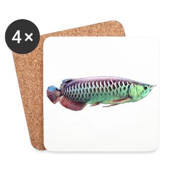 Asian Arowana Monster Fish Keeper - Coasters (set of 4) - white - Front