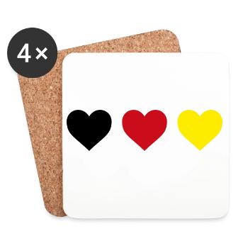 Heart Germany Hearts in Black-Red-Gold Design - Coasters (set of 4) - white - Front