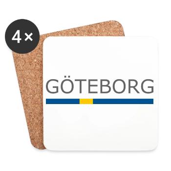 Drapeau de la Suède - Göteborg - Sverige - Suède - Dessous de verre (lot de 4) - blanc - Devant