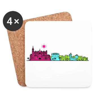 Skyline Kathedrale von Palma de Mallorca – Linienkunst - Untersetzer (4er-Set) - Weiß - Vorne