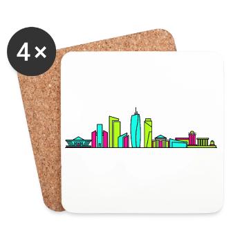 Dhaka City Skyline National Monument Art - Coasters (set of 4) - white - Front