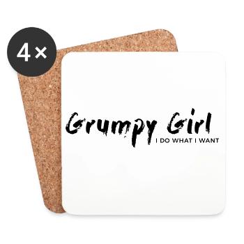 Grumpy Girl – I do what I want - Coasters (set of 4) - white - Front