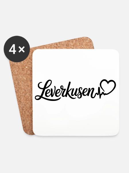Leverkusen Herzschlag - Untersetzer (4er-Set) - Weiß