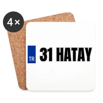 31 Hatay Kennzeichen | Türkisches Kennzeichen - Untersetzer (4er-Set) - Weiß - Vorne