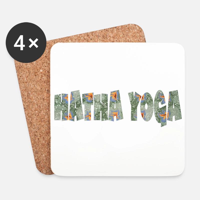 hatha yoga schriftzug e 211 - Untersetzer (4er-Set) - Weiß