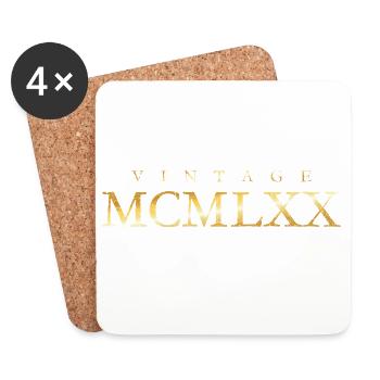 MCMLXX Jahrgang 1970 (Goldgelb) Geburtstag - Untersetzer (4er-Set) - Weiß - Vorne