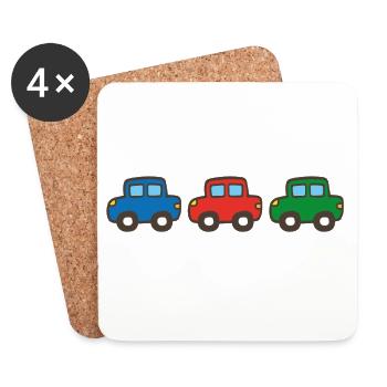 drei Autos - Untersetzer (4er-Set) - Weiß - Vorne
