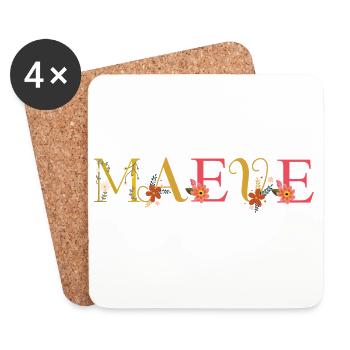 MAEVE Name Decorated with Flowers - Coasters (set of 4) - white - Front