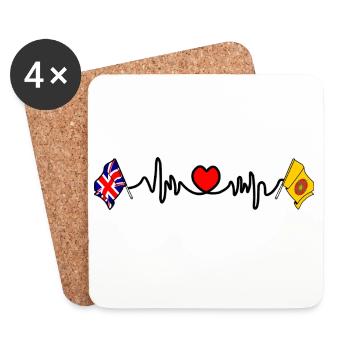 Herzfrequenz in Lancashire und Großbritannien - Untersetzer (4er-Set) - Weiß - Vorne