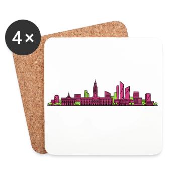 Style de clocher de la ville de Lille City Modern Line Art - Dessous de verre (lot de 4) - blanc - Devant